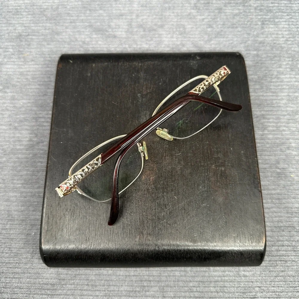 Sophia Loren Zyloware BEAU RIVAGE 63 Burgundy Gold Semi Rimless Eyeglasses 135